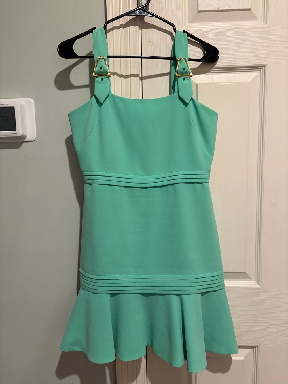 Mint Green Mini Dress with Buckle Strap Detail